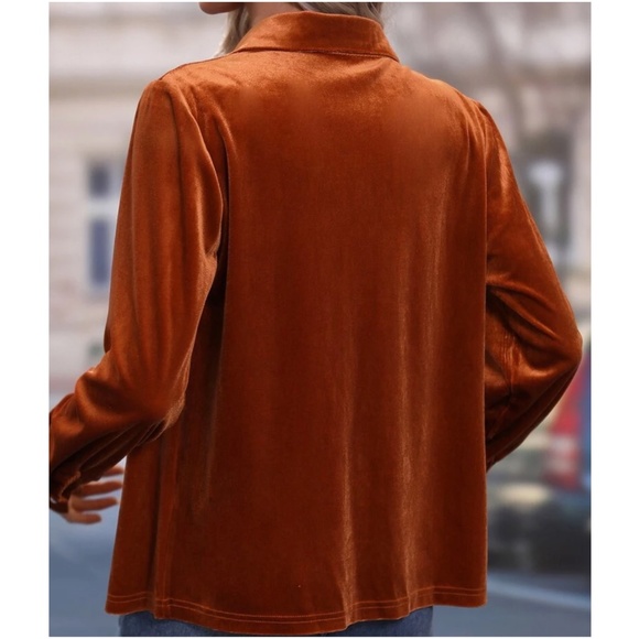 Luxe Velvet Button down Oversized Shirt Top - Picture 4 of 5